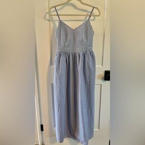 LOFT Striped Blue and White Midi Dress size 6P